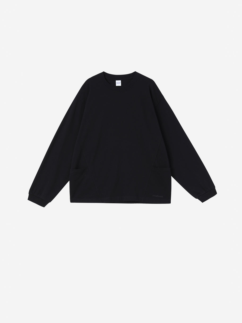 【綿100%】長袖 ポケットTシャツ | 肌触りの良い ブラックで温もりのある ルーズフィット