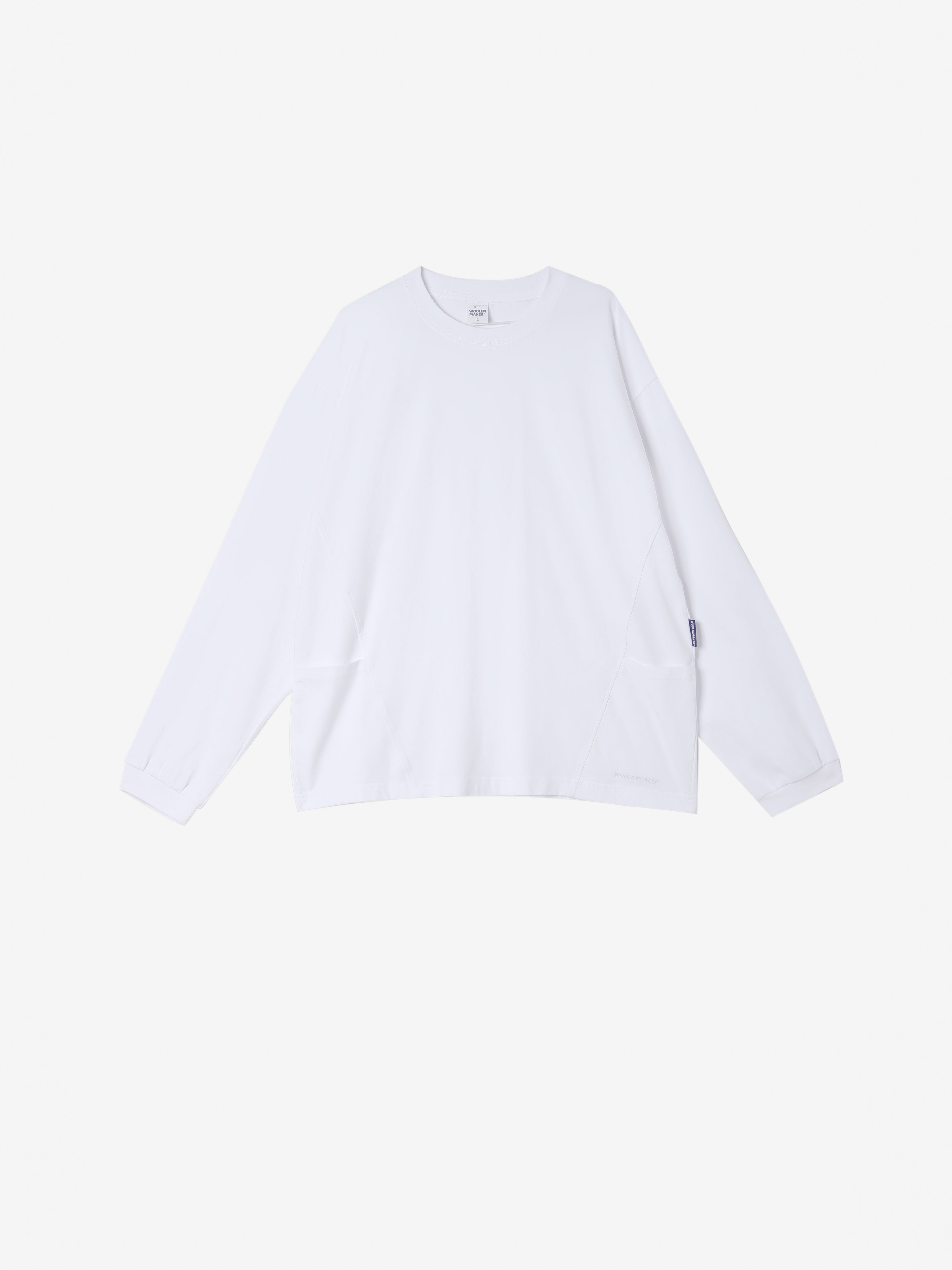 【綿100%】長袖 ポケットTシャツ | 肌触りの良い ホワイトで温もりのある ルーズフィット
