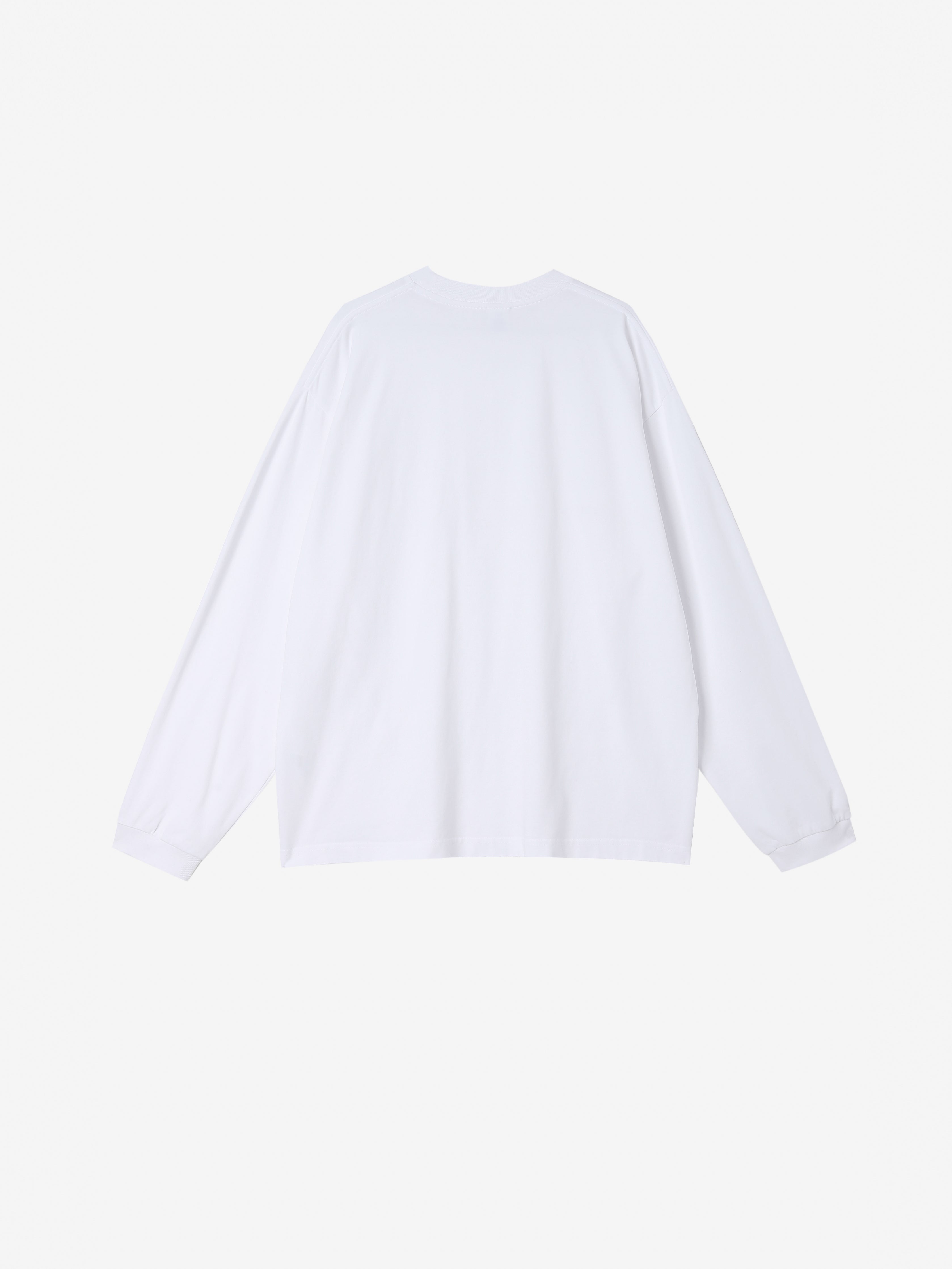 【綿100%】長袖 ポケットTシャツ | 肌触りの良い ホワイトで温もりのある ルーズフィット