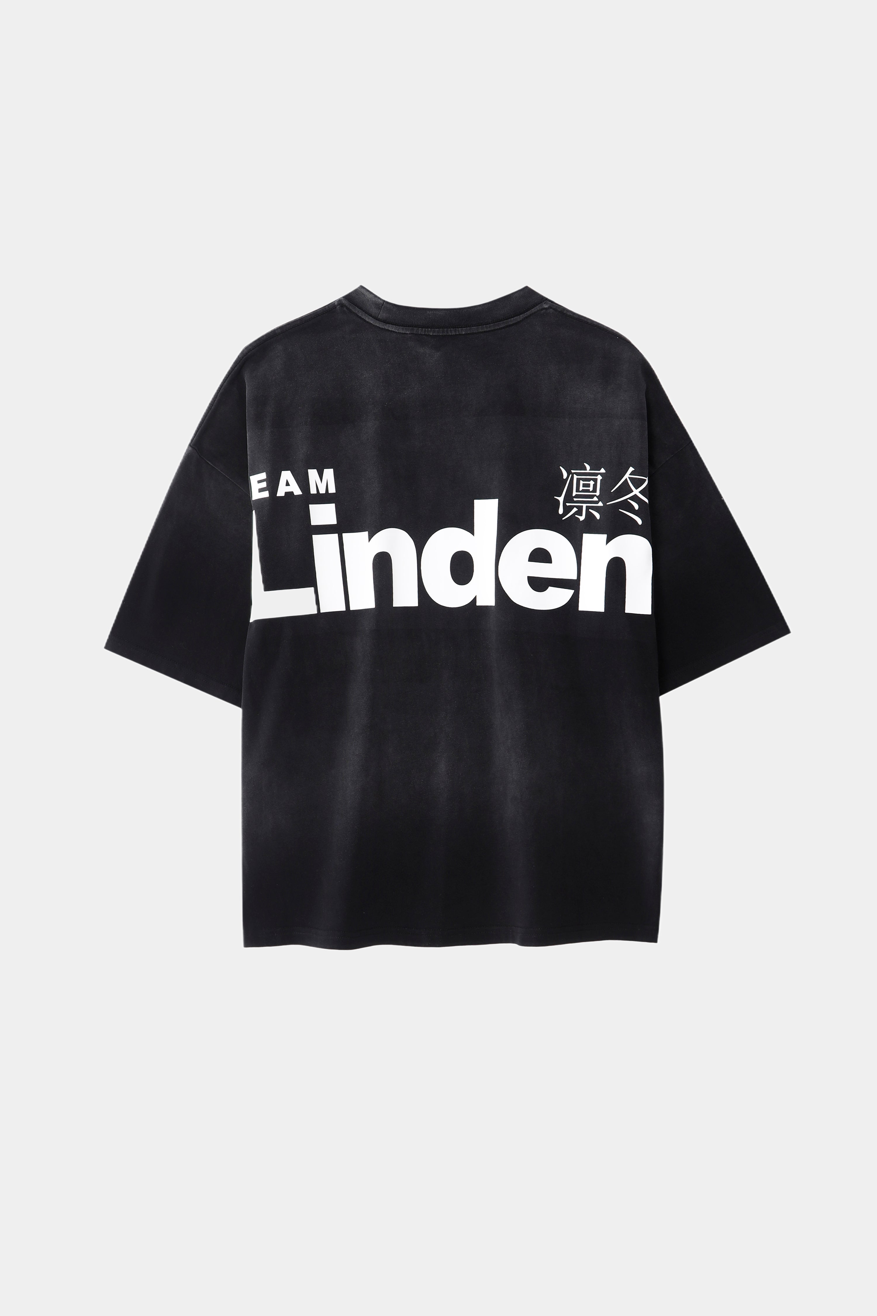 【渋谷系クール】LINDEN クロップドTシャツ ブラック | デザイン文字入りの短めシルエット