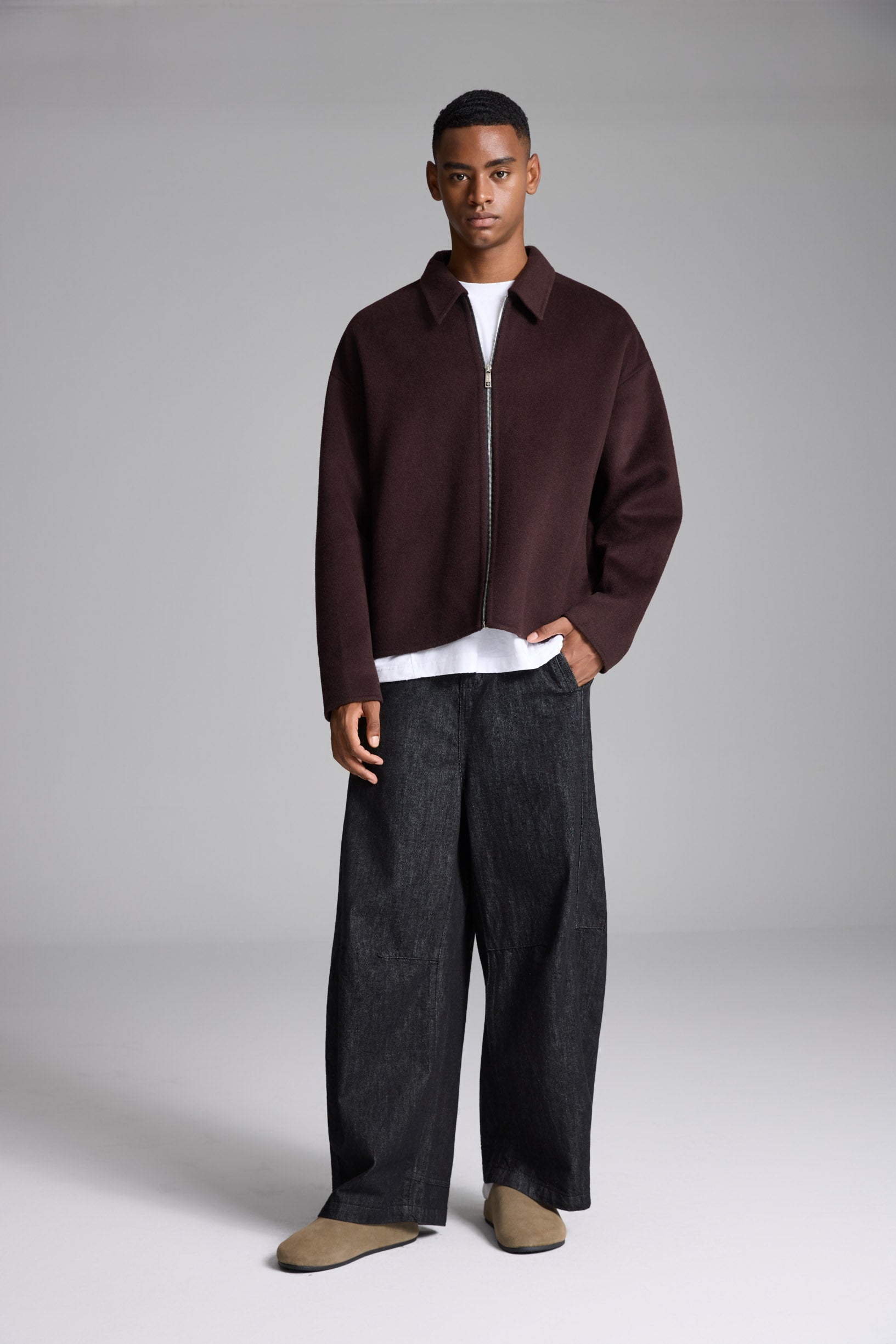 MHL ウールジャケット ブラウン MHL.（エムエイチエル） ブルゾン アウター SOFT WOOL FLEECE