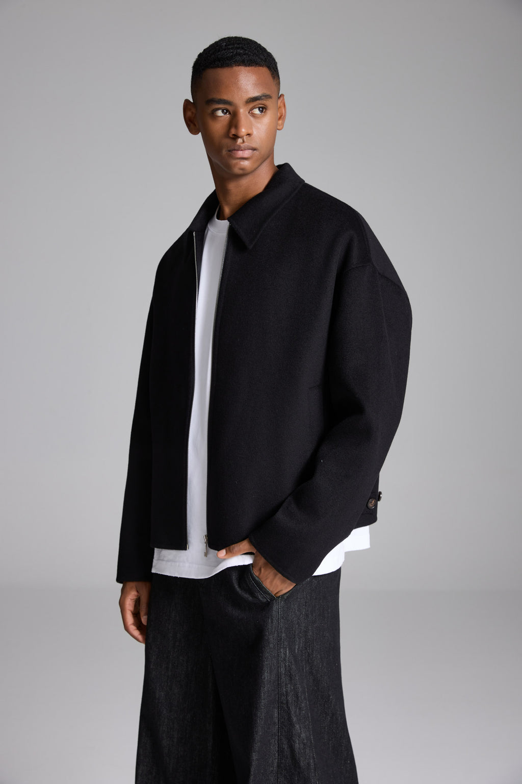 ハンドメイド ピュアウール ジャケット ブラック