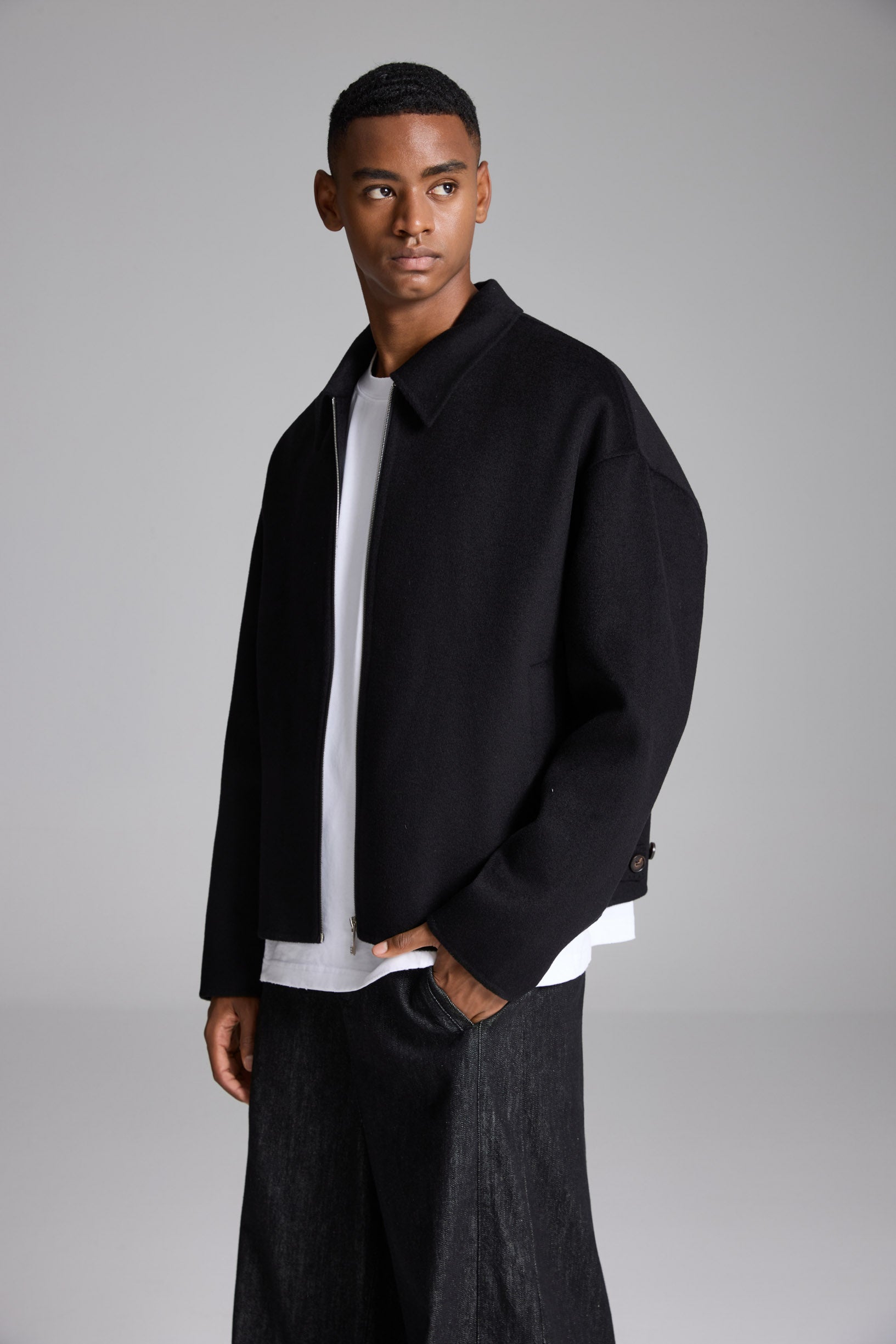 ハンドメイド ピュアウール ジャケット ブラック