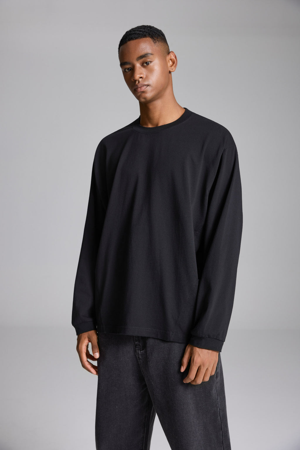 コットン スウェットシャツ ブラック