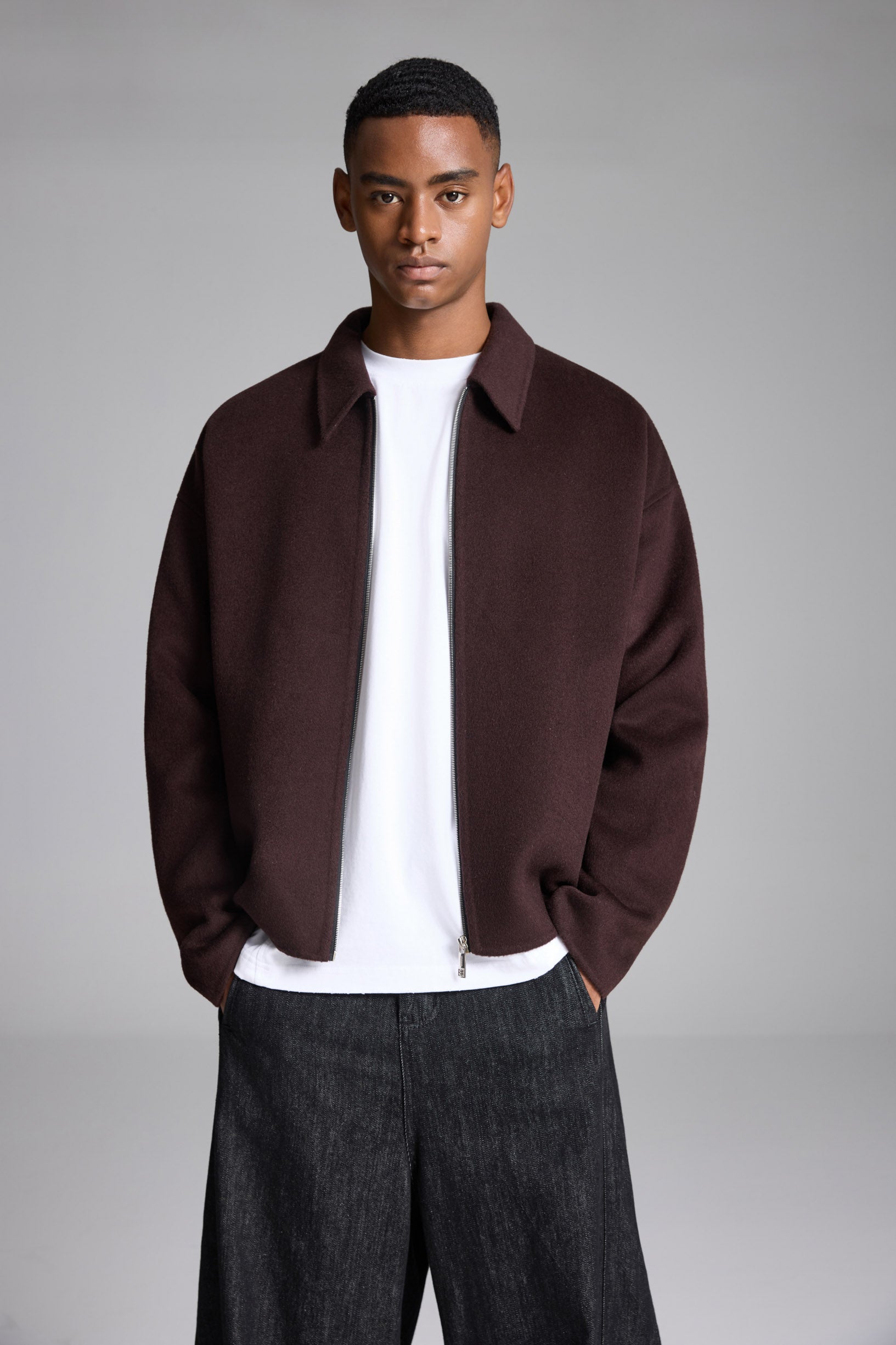 ハンドメイド ピュアウール ジャケット ブラウン